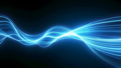 Abstract neon blue background neon technology background with motion waves modern glow