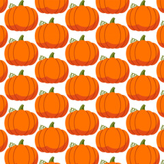 Abstract seamless colorful pumpkin pattern art wallpaper. Halloween seamless pattern. Vector illustration of Halloween party Cute pumpkins isolated on a white background. design for kids fabric print.