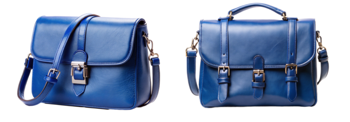 Four Leather Briefcases on a Transparent Background