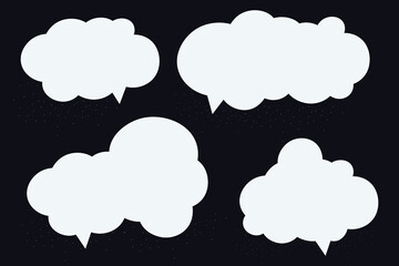 Set speech bubbles on black background. christmas and snow doodle message or communication icon Cloud speaking for comics and minimal message dialog