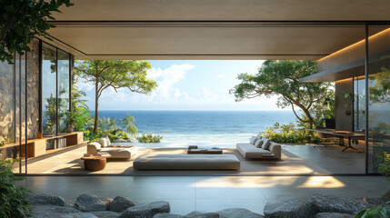 Fototapeta premium Modern Luxury Ocean View Home Residential Property