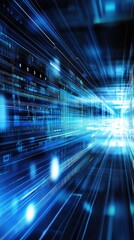 Abstract blue light streaks creating a dynamic digital background.