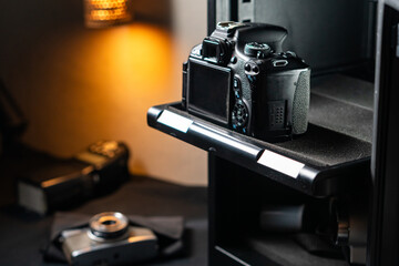 SLR Camera Stored in Electronic Safe