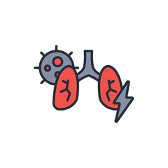 Pneumonia icon. vector.Editable stroke.linear style sign for use web design,logo.Symbol illustration.