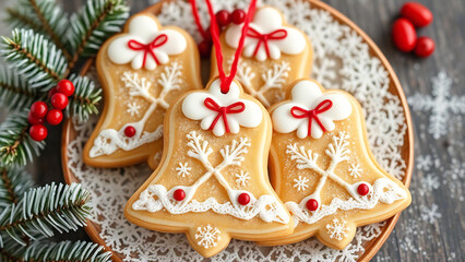 Obraz premium winter style cookies, gingerbread, bell