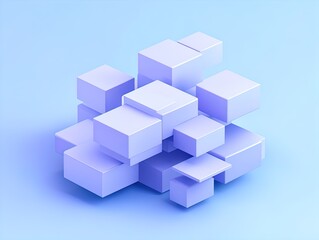 Obraz premium Stunning 3D Abstract Geometric Structure in Blue and Lavender: Perfect for Modern Sport Interior Posters and Contemporary Art Displays