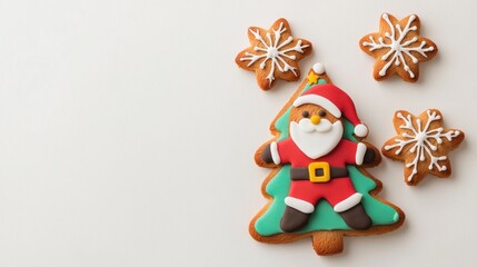 Fototapeta premium Colorful Christmas gingerbread cookies on white background