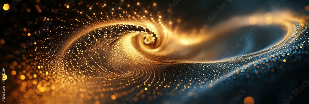 Aufkleber Golden spirals intertwine with shimmering stars against a dark backdrop, creating a mesmerizing display of abstract Christmas symbols. Generative AI