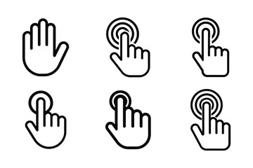Hand click icon bundle set in silhouette style vector design