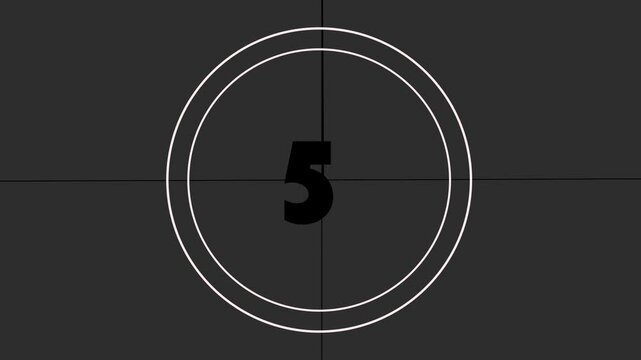 10 second SMPTE timer animation video with old filmy background.