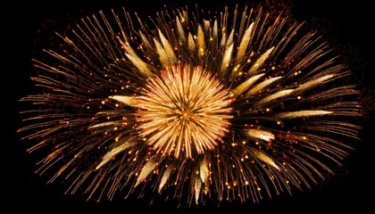 Obraz premium Beautiful illustration of colorful fireworks on plain black background. Colorful Fireworks in black sky background for New Year celebration concept. High quality illustration