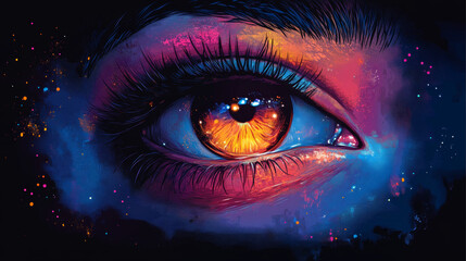 "Psychedelic Trippy Eye Vision Pop Art Drawing in Abstract Style"