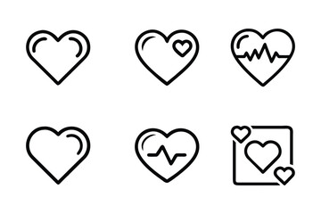 Heart icon bundle set in creative silhouette style vector