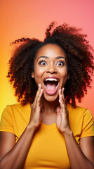Vibrant Portrait of Excited Diverse Individual Expressing Joy and Enthusiasm - Colorful Background for Social Media