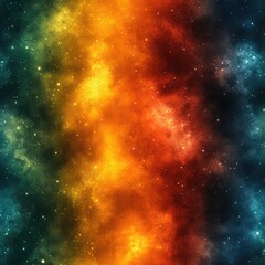 Naklejka premium Cosmic background featuring a seamless pattern of vibrant nebula clouds and a starry night sky