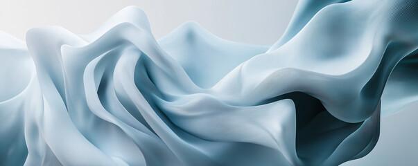 Obraz premium A dynamic abstract waves of blue and white flowing on white background, fluidity and motion. AI generation