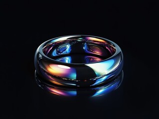 Captivating Metallic Ring Art: A Stunning Iridescent Design for Sporty Interiors - Perfect as a Poster to Enhance Your Space with Light Play and Glossy Textures