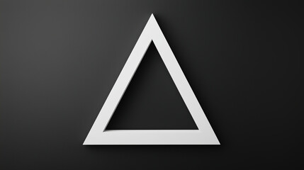 Flat white triangle on plain black background, clean minimalist aesthetic, modern geometric shape
