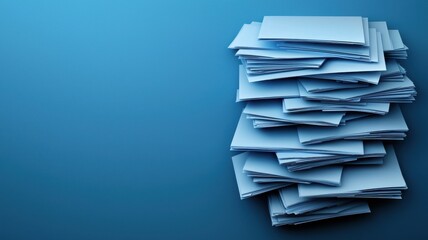 A stack of blue paper sheets against a gradient blue background, symbolizing organization and documentation.