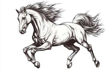 Powerful Horse Tattoo with Flowing Mane