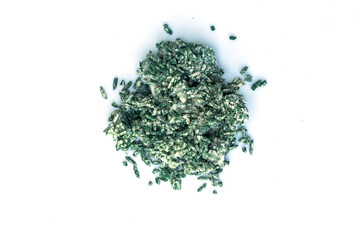 Trichoderma harzianum on white background.Used for enzyme production and biocontrol.a naturally occurring fungus that is used to protect crops from the harmful gray mold.