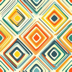 Vibrant and dynamic abstract seamless pattern featuring interlocking square shapes in a repeating design