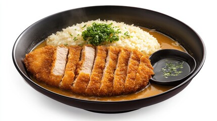 Crispy Chicken Cutlet with Rice and Sauce