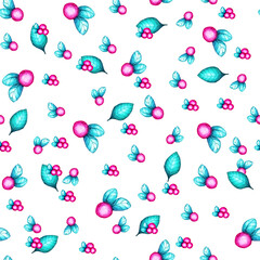 seamless pattern with berries and leaves