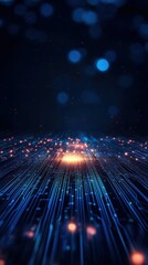 Obraz premium Abstract digital background with glowing blue lights and lines.