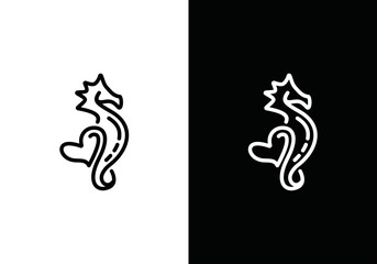 seahorse protector and lover logo design. seahorse design isolated in black and white background © zulfan