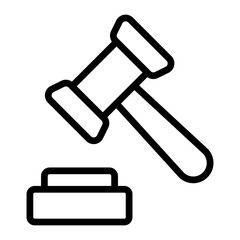 Art Auction Hammer Vector Line Icon Design