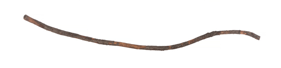 old long curved wooden stick isolated on white background