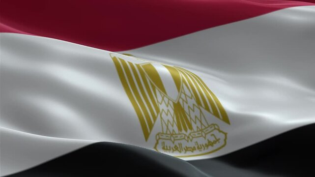 Egypt flag background realistic waving in the wind 4K video, for Independence Day or Anthem (Perfect Loop)