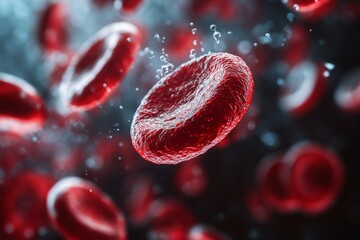 Fototapeta premium Red Blood Cells Microscopic View with Water Droplets