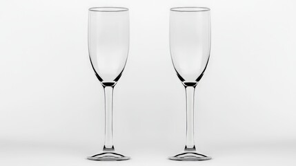 Obraz premium Elegant Crystal Champagne Glasses Against White Background