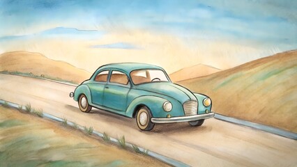 Obraz premium hand drawn design of vintage a car