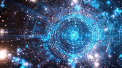 Abstract technology and cyberspace in a modern design, illustrating the futuristic and digital dimensions of science and network connectivity