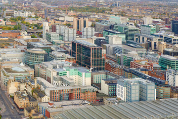 Glasgow city aerial view of financial and business area