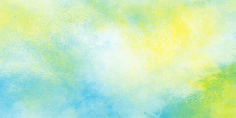 Abstract yellow and blue watercolor background. aquarelle colorful stains on paper. pastel watercolor background. Explosion of colored powder on white texture background.