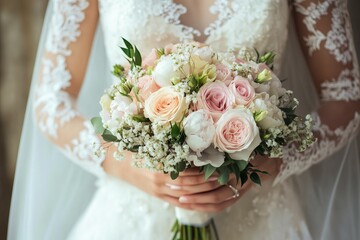 Elegant Bridal Bouquet with Fresh Flowers for a Romantic Wedding
