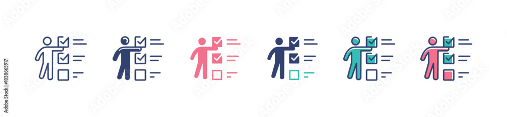 Leinwandbilder simple people with check list icon set business plan select checkbox task evaluation signs vector illustration for web and app