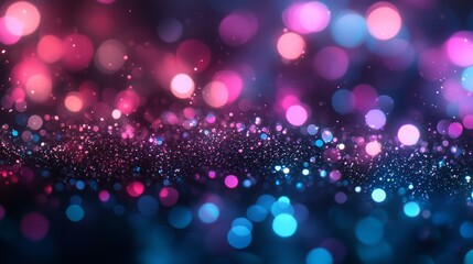 Abstract Glitter Background with Blue Pink Bokeh in Blurred Effect