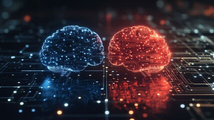 Obraz premium Tech Merging Brain and Circuitry