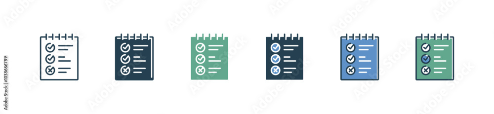 Leinwandbilder study exam multiple choice paper icon set questionnaire evaluation check list option vector illustration