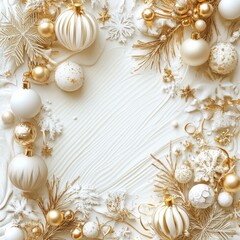 background with christmass decoration. white and gold style