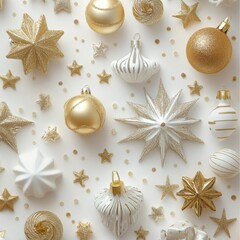 background with christmass decoration. white and gold style