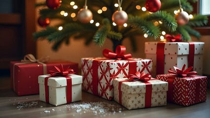 Delightful and Festive Christmas Gifts Nestled Beneath a Glowing Tree Ready to Celebrate