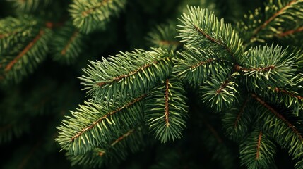 Obraz premium Fir Tree Branches in Natural Winter Setting with Soft Light