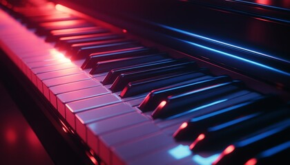 Close-Up of Piano Keys with Soft Lighting Musical Ambiance