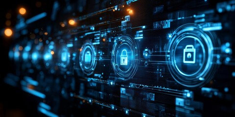 Fototapeta premium Cybersecurity concept of Data protection Cyber Security Privacy Business Internet Technology Concept , copy space for text,